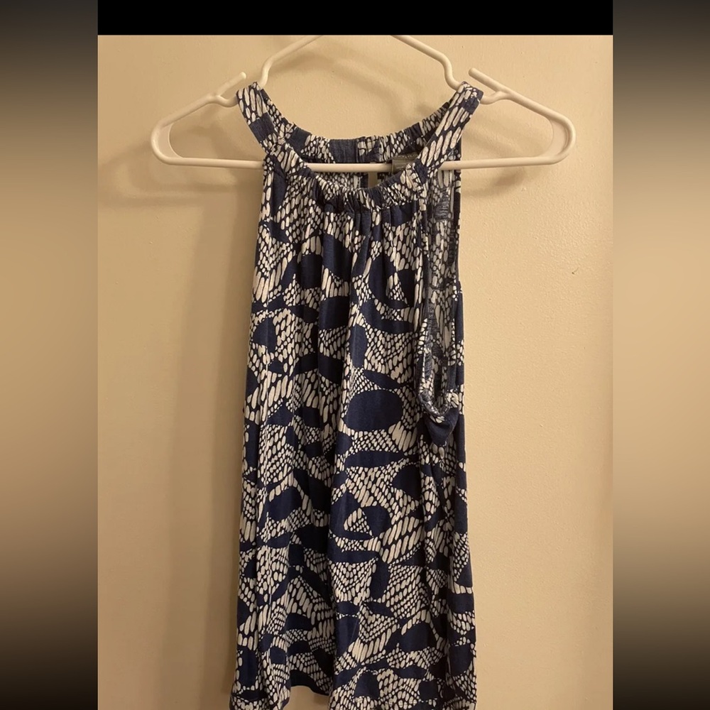 Ann Taylor LOFT Sleeveless Blue XL Top Blouse Cotton Excellent